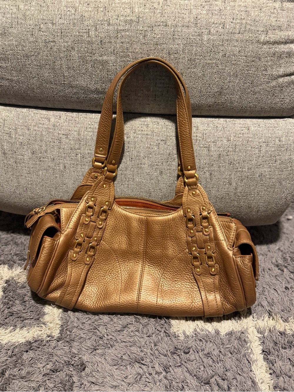 Bronze leather east west bag y2k Cole haan
